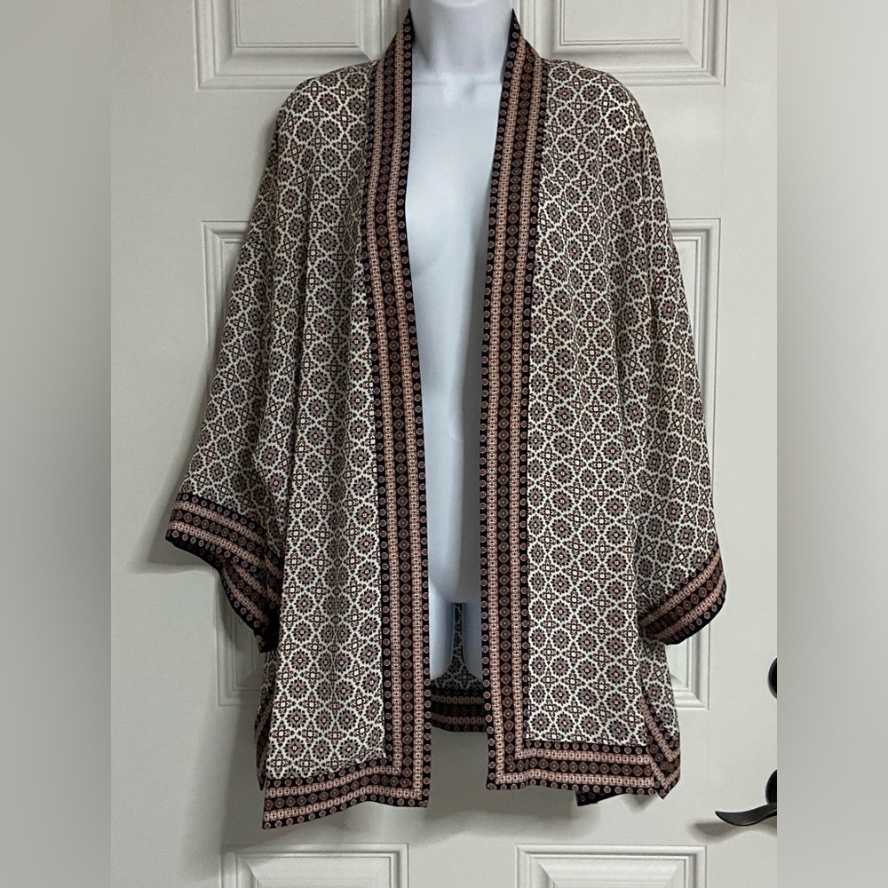 Q- MAX STUDIO Boho Geo Floral Kimono Blazer